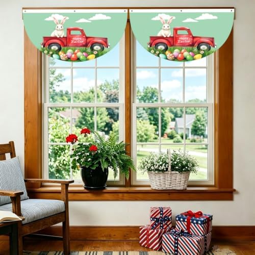 Bunny Easter Eggs Semicircular Hanging Decorative Bunting Flag 2pcs - Image 6
