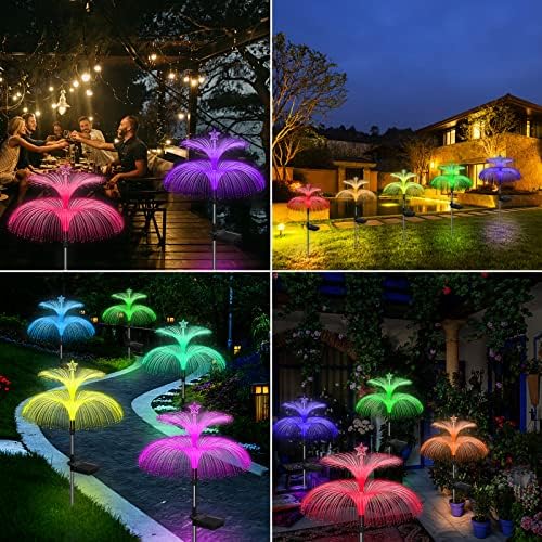 Weepong Solar Garden Lights 3 Pack New Upgraded Solar Lights Outdoor Waterproof 7 Color Changing Double Jellyfish and Star Flower Garden Decor Yard Lawn Christmas Outdoor,Gifts for Mother's Day Women - Image 5