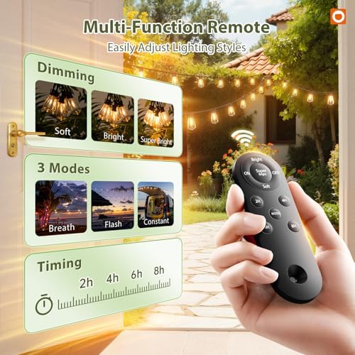 addlon 33(27+6) FT Solar String Lights Waterproof, Remote& USB Port 9+1 LED - Image 2