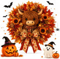 Lighted Scarecrow Fall Wreath for Front Door (N) by Vioshon