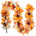 Fall Decor 6FT Lighted Fall Garland with Lights & Timer, Full Autumn Light Up Fall Leaf Mantle Garland with Pumpkin Berries Pinecone, Indoor Fall Thanksgiving Decorations for Home Fireplace Porch Door by Grastfu