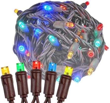 Novelty Lights 34ft 100 LED Multicolor Christmas String Lights, Brown Wire by NoveltyLights-LightExperts