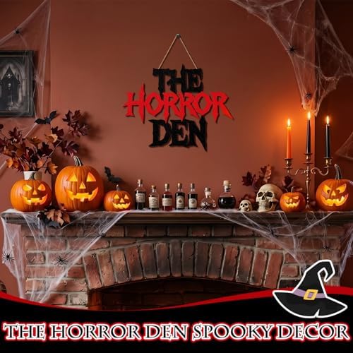 Yousoontic Horror Movie Decoration The Horror Den Wooden Hanging Sign - Image 6