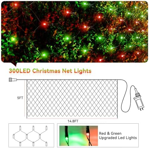 LitHome 14.8FT x 5FT Christmas Net Lights Outdoor Waterproof Connectable - Image 6