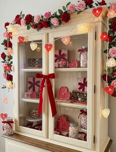 Red Pink and White Heart Shape String Lights, 8.5Ft Valentine's Day Decorations Lights with 10 LED Heart Light Bulbs, Hanging Window Fairy Lights for Indooe Outdoor Wedding Anniversary Valentine Decor - Image 6
