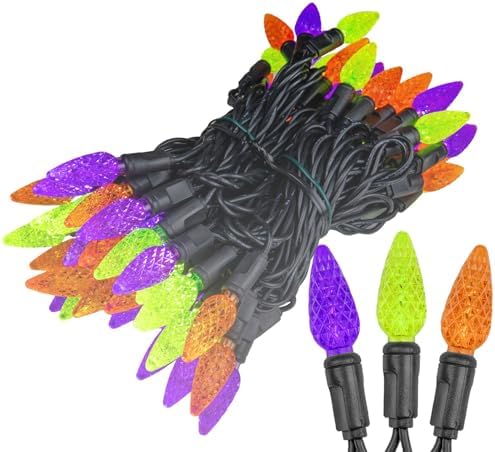 Novelty Lights 24FT 70 LED C6 Halloween String Lights, Purple, Orange, Lime - Image 6
