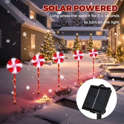 Outdoor Christmas Decorations, Lollipop Pathway Lights, 5 Pack - Image 2