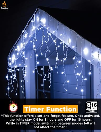 EcoNour Cool White Christmas Icicle Lights for Outside, 24.6 FT 240LED - Image 4
