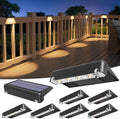 VOLISUN Solar Deck Lights 8 Pack, Warm White Glow LED Large Size Lamp, IP65 Waterproof Step Lights Outdoor for Deck, Step, Fence, Railing, Wall and Stairs (Black) by VOLISUN