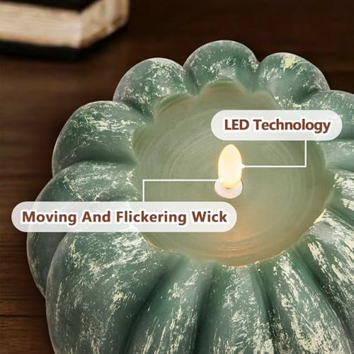 Fall Decorations for Home - Flickering Flameless Wax Pumpkin LED Candle - Image 3