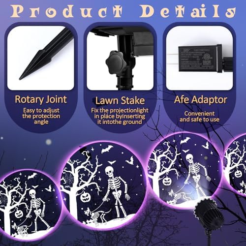 Halloween Projector Light with LED Film Slides, Skeletons and Dogs - Image 3