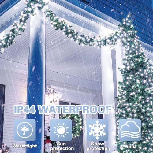 LAMPHOME 33ft Christmas Decorative Mini Lights, 100 LED Transparent Wire Fairy Starry String Lights Plug in, 16 Lighting Modes, for Indoor Outdoor Xmas Tree Wedding Party Decoration (White) - Image 2