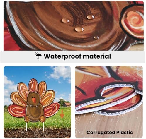 Smile Thanksgiving Yard Signs With Stakes, Turkey Pumpkin Maple Lawn Sign, Corrugated Plastic Waterproof Outdoor Decorations For Yard Garden Porch Party Decor - Image 4