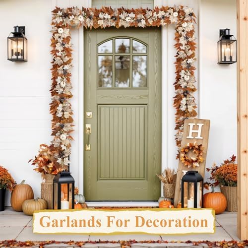 6 FT Lighted Fall Garland with Lights Pumpkins Automatic ON/Off - Image 6