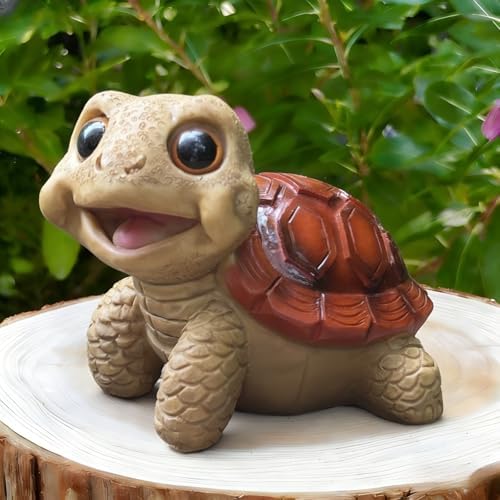 Whimsical Turtle Garden Statue – Outdoor Decor for Yard, Patio, Backyard & Balcony, Fairy Garden Accessories & Ornament, Ideal Birthday for Women, Mom, Men(Red) by Unknown
