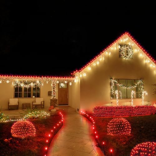 BlcTec Outdoor Christmas Lights 200 LED 8.4ft x 5.2ft Christmas Net Lights with 8 Modes, UL Certified, Timer, Connectable, Waterproof for Trees, Bushes, Shrub, Yard Outdoor Holiday Decorations, Red - Image 7