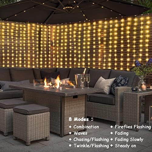 ZAIYW 1200 LED Curtain Lights 10x10Ft, Plug in Fairy Curtain Lights with Timer Remote Control Outdoor Curtain String Lights Waterproof for Patio Wedding Xmas Home Decor (Warm White) (Pack of 2) - Image 3