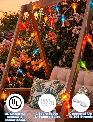 Cocktail Glass String Lights, 8.5Ft Tropical Beach Themed Wine Glass String Lights with 10 LED Cup Lights, Plug in Summer Patio Fairy Lights for Camp Tent Holiday Party Garden Bedroom - Image 4