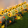Solar Sunflower Lights Outdoor 4 Pack with Firefly Lights for Yard by TEDOF