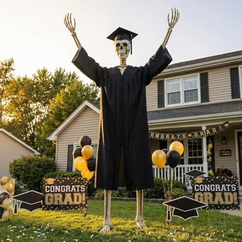 2 Pcs Graduation Outfit for 12 Ft Skeleton Gown and Cap Accessories - Image 5