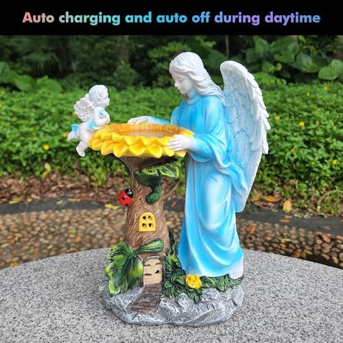 Solar Angel Garden Statue with Color Changing Light for Outdoor Decor - Image 4