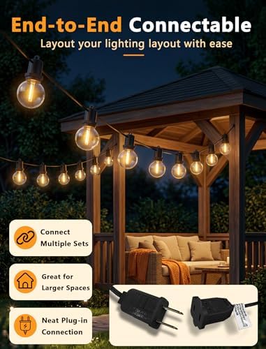 G40 LED Outdoor String Lights, 50FT, 27 Globe Bulbs, Black Wire - Image 6