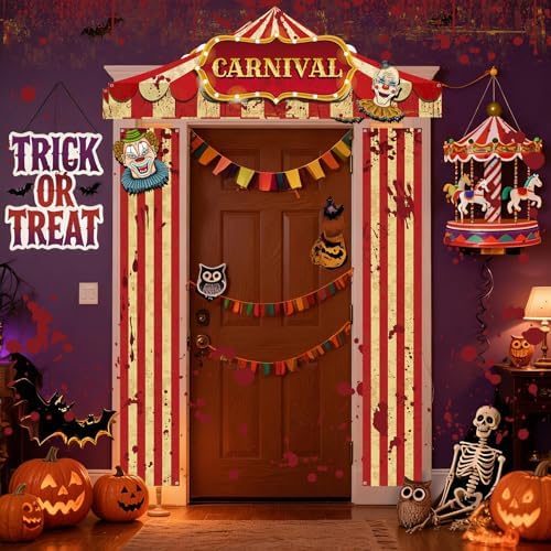 Tiamon Halloween Circus Tent Door Decorations Carnival Circus Porch Banner - Image 5