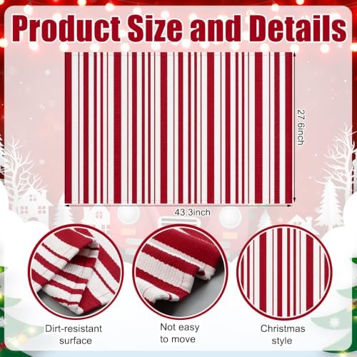 Duraaamo Red and White Striped Rug 2.3' x 3.6' for Christmas Outdoor Decor - Image 3