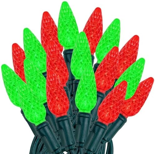 Novelty Lights 24FT 70 LED C6 Christmas Light String, Red & Green Wire by NoveltyLights-LightExperts