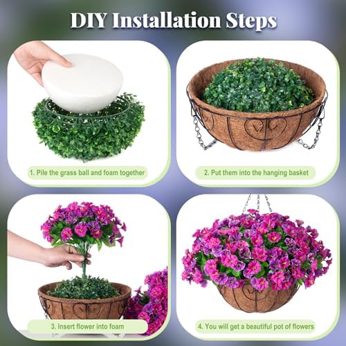 Ammyoo Artificial Fake Hanging Flowers with Basket for Spring Summer Decor - Image 6