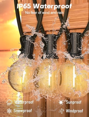 SUNSGNE 100Ft LED Outdoor String Lights - G40 Globe String Lights Waterproof Shatterproof with 52 Dimmable LED Bulbs for Room Party Bistro Pergola Tents, Black Wire - Image 3