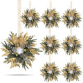 8 Pcs 9 Inch Christmas Wreaths for Kitchen Cabinet Artificial Pine Hanging Cedar Wreath with Christmas Balls Golden Twigs and Silver Berries for Front Door Xmas Winter Farmhouse Home Decorations by Unknown