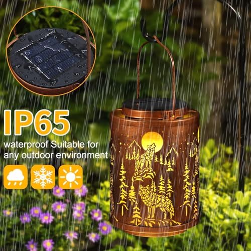 Wolf Solar Lanterns Hanging Waterproof Garden Decor Gifts for Women - Image 5