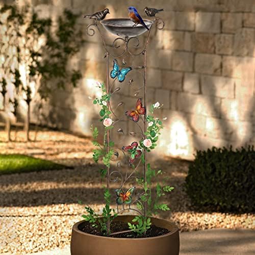 SUNNYPARK 43.5 Inch Metal Bird Bath Bowl with Garden Trellis Outdoor - Image 6
