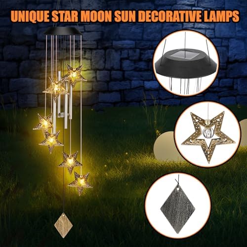Colingmill Solar Wind Chimes for Outside,Star,Warm Lights - Image 4
