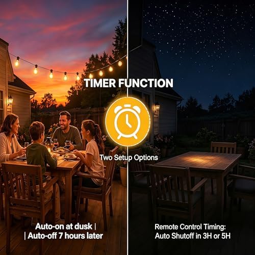 100FT Solar String Lights Outdoor Waterproof, G40 Patio Lights Shatterproof Bulbs with Remote Control, Dimmable Timer 3 Lighting Modes for Porch, Yard, Backyard, Garden, Camping Decor - Image 7