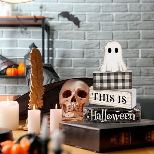 Lineshading 4 Pcs Halloween Table Decor For Home Ghost Tiered Tray Decor - Image 6