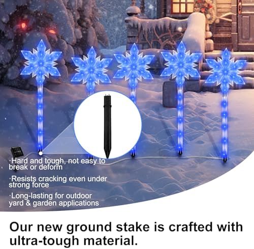 10 Pack Snowflake Solar Christmas Pathway Lights - Image 6