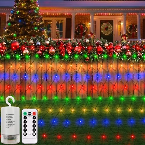 echosari Net Lights Battery Powered, 6.6 x 9.8Ft 200 LED Net Bush Lights by echosari