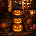 Solar Halloween Garden Statue Lighted Pumpkin Gnome Outdoor Decor by Unknown