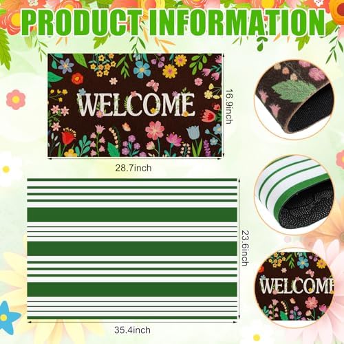 Tinideya 2 23.6 X 35.4 Inches Colorful Flowers Black, Green, and White - Image 3