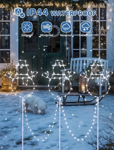 woohaha Christmas Outdoor Snowman Pathway Lights, 200LED White - Image 5