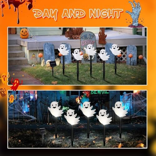20 Pack Solar Halloween Ghost Pathway Lights, 3D Solar Lights - Image 4