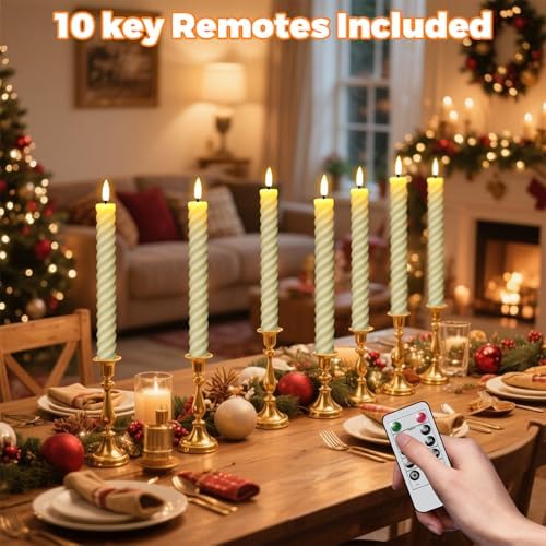 Wondise Real Waxy Flameless Taper Candles with Remote Timer - Image 5