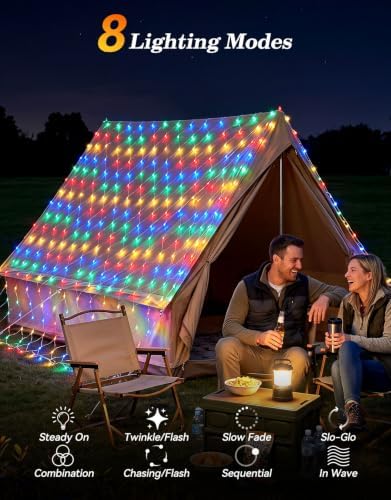 34.5x5FT Christmas Net Lights Outdoor Plug in with 8 Modes - Image 3