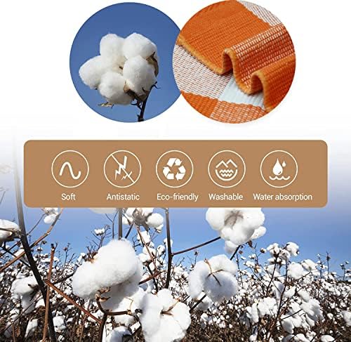 MUBIN Fall Decor Cotton Buffalo Plaid Rug, 27.5x43 Orange White Outdoor Rug Front Door Decorative Mat, Washable Halloween Doormat Foldable Area Rug Layered Door Mats Rug for Front Porch, Entryway - Image 6