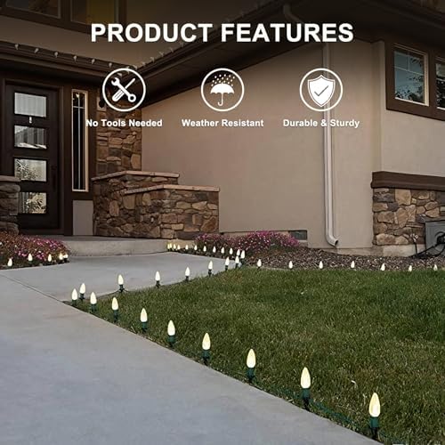 100 Pack Christmas Light Stakes, 4.5 Inch Lighting Stakes for C7 C9 Christmas Lights Outdoor, Yard Stakes,Garden,Lawn,Pathway, Patio, Path, Walkway, Christmas Decoration Green - Image 4