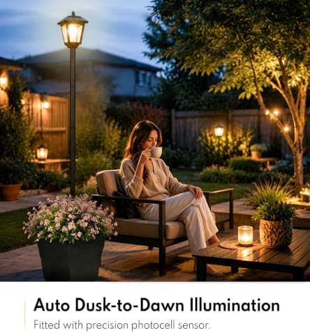 PASAMIC 2 Pack 72" Solar Lamp Post with Planter, 4 Gallon Large Planter Base for Added Stability, Decorative Dusk to Dawn Solar Lamp Post for Driveway Entrance, Front Yard, Walkway, Patio & Garden - Image 5