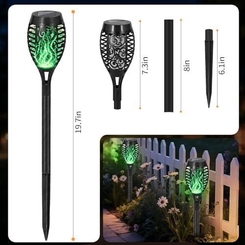 8 Pack Solar Pathway Lights Outdoor, Solar Torches Lights Halloween Decor - Image 2