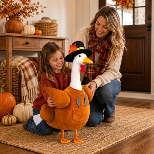 Thanksgiving Turkey Porch Goose Outfit with Cutlery for 23" Goose Statue - Image 6